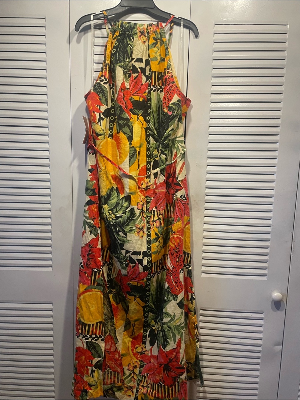 Harlow Rose Tropical Floral Halter Maxi Dress — Yellow & Green